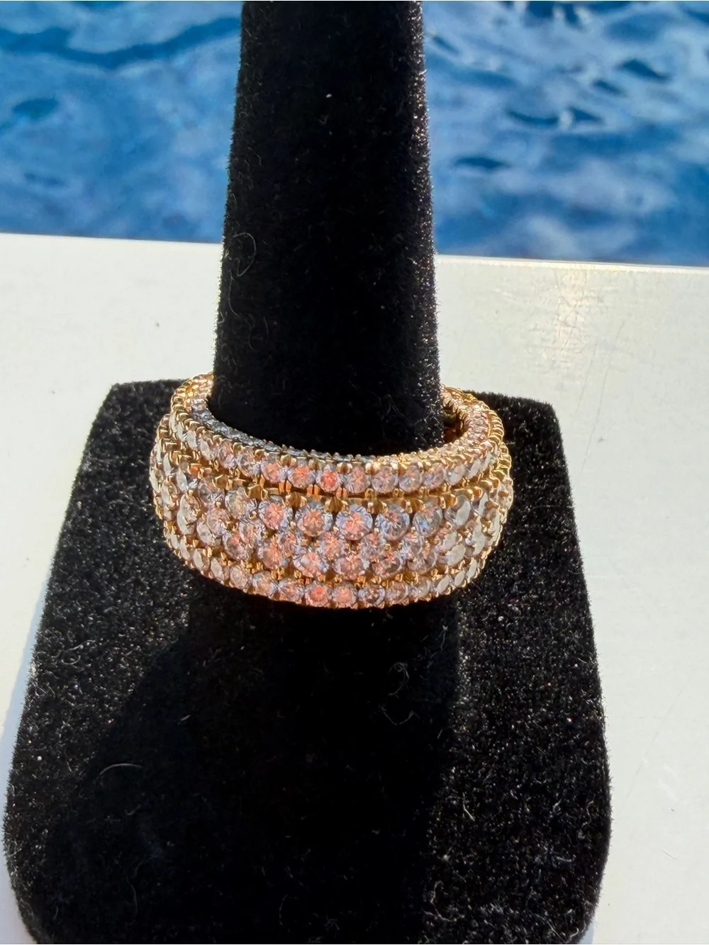 18k Yellow Gold 5.53 CTW Natural Diamond Wide Eternity Anniversary Band 14.20G